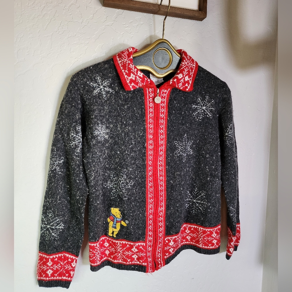 Vintage The Disney Store Winnie The Pooh Christmal Wool Sweater Size Small